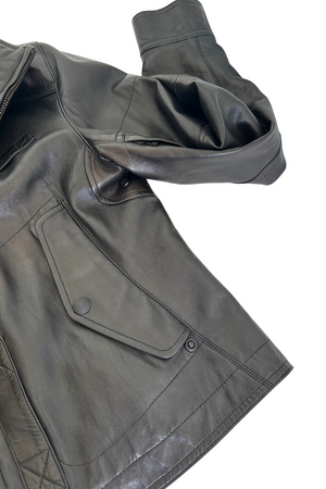Black Leather Biker Jacket Size 12 - Preloved