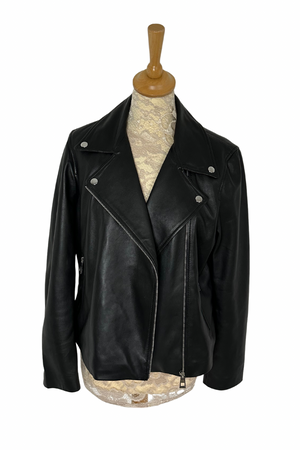 
            
                Load image into Gallery viewer, Leather Biker Jacket Size 12 - Preloved
            
        