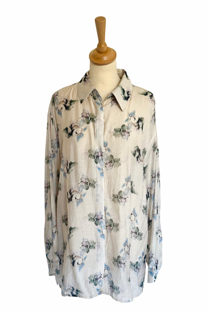Pastel Floral Blouse Size L - Preloved