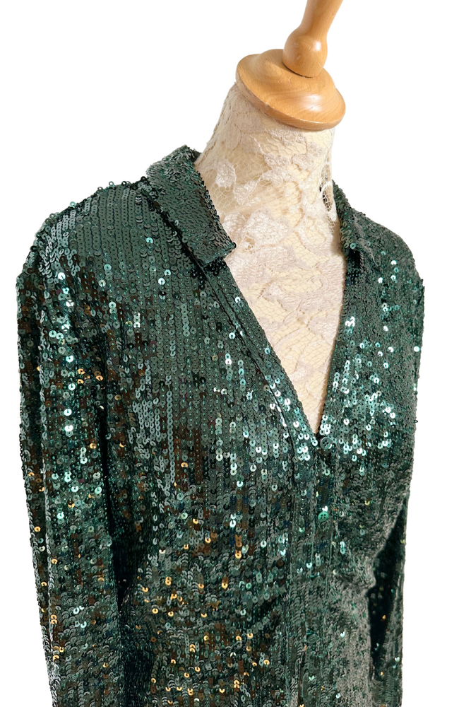 Green Sequin Shirt Size 14 - BNWT