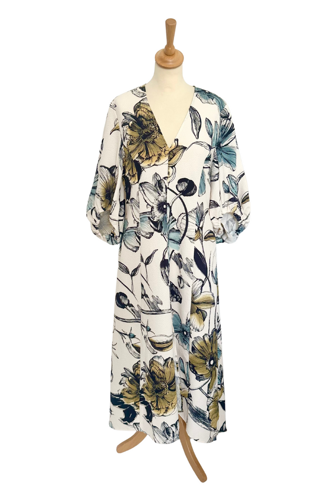 Floral Print Midi Dress Size L - New with Tags