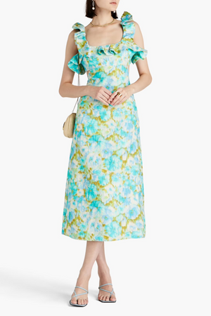 Floral Linen Midi Dress Size 10 - BNWT