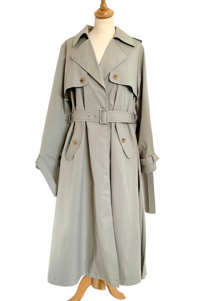Pleated Belted Trench Coat Size 36 - Preloved