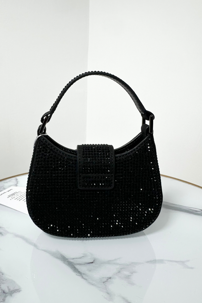 Rhinestone Bow Detail Crescent Micro Bag - BNWT