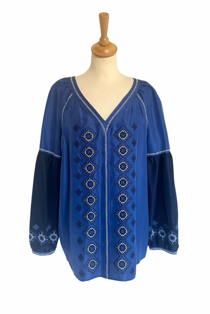Silk Embroidered Blouse Size 12 - Preloved