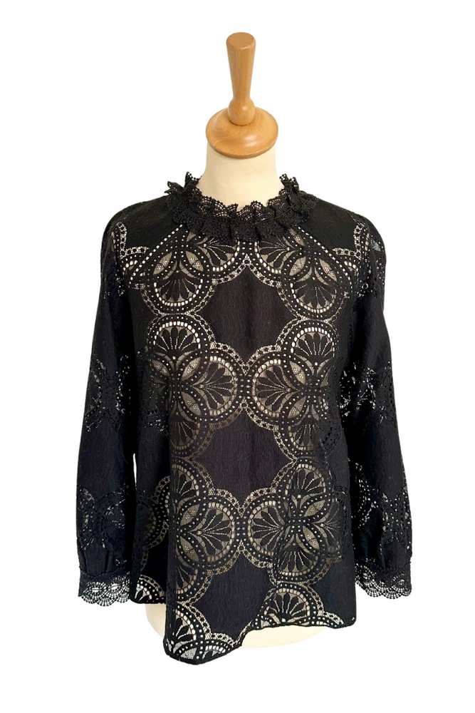 High Neck Lace Blouse Size 10 - Preloved