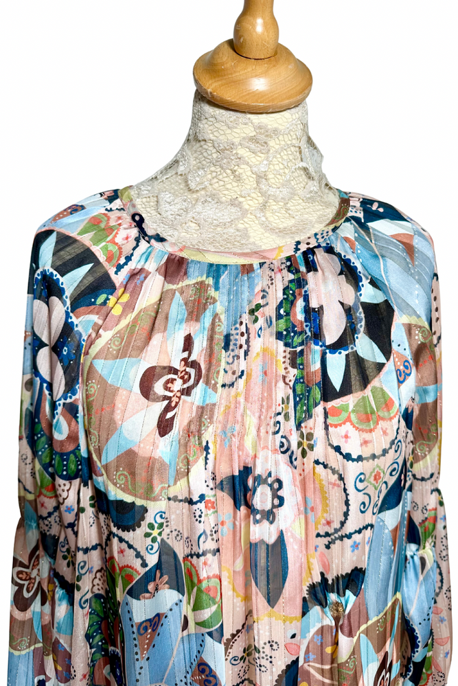 Metallic Thread Floral Blouse Size 8 - Preloved