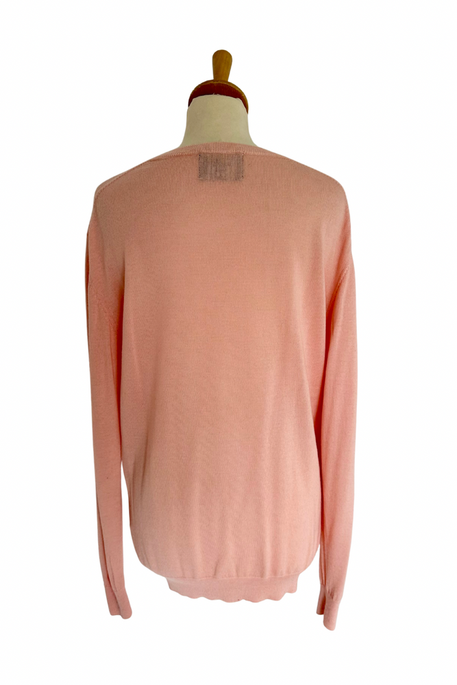 Pink 'Lips' Merino Sweater Size L (UK 14) - Preloved