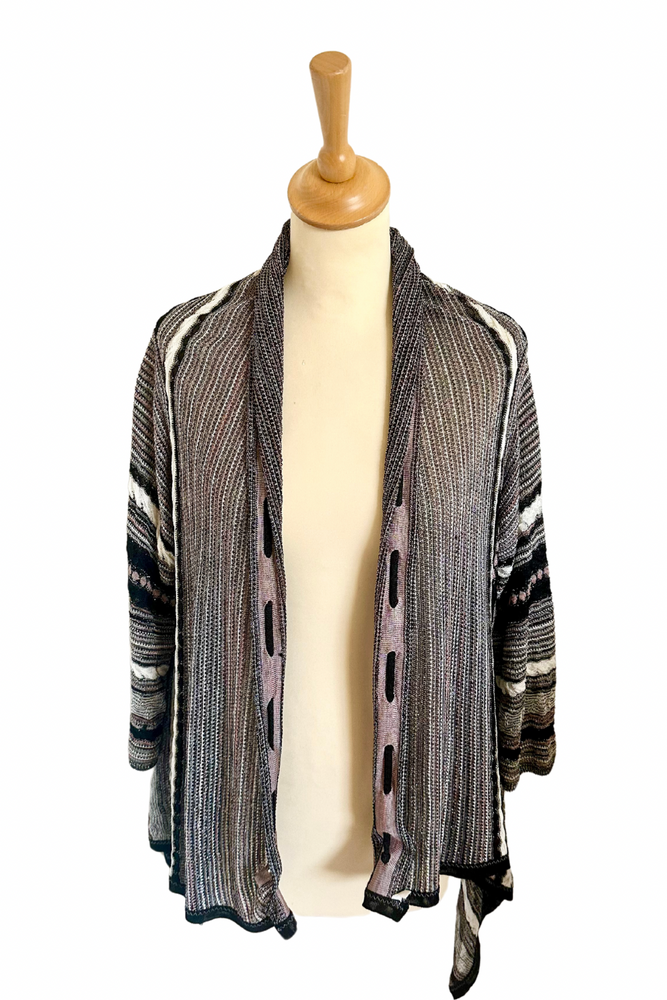 Metallic Stripe Open Cardigan Size UK 8 - Preloved