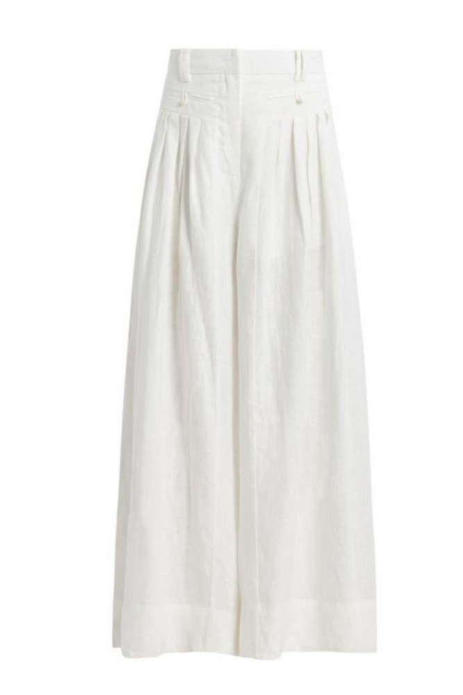 White Linen Pleated Trousers Size M - BNWT