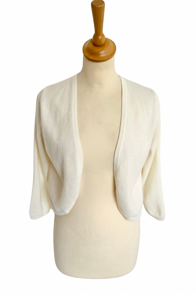 100% Cashmere Cream Bolero Size 12 - BNWT