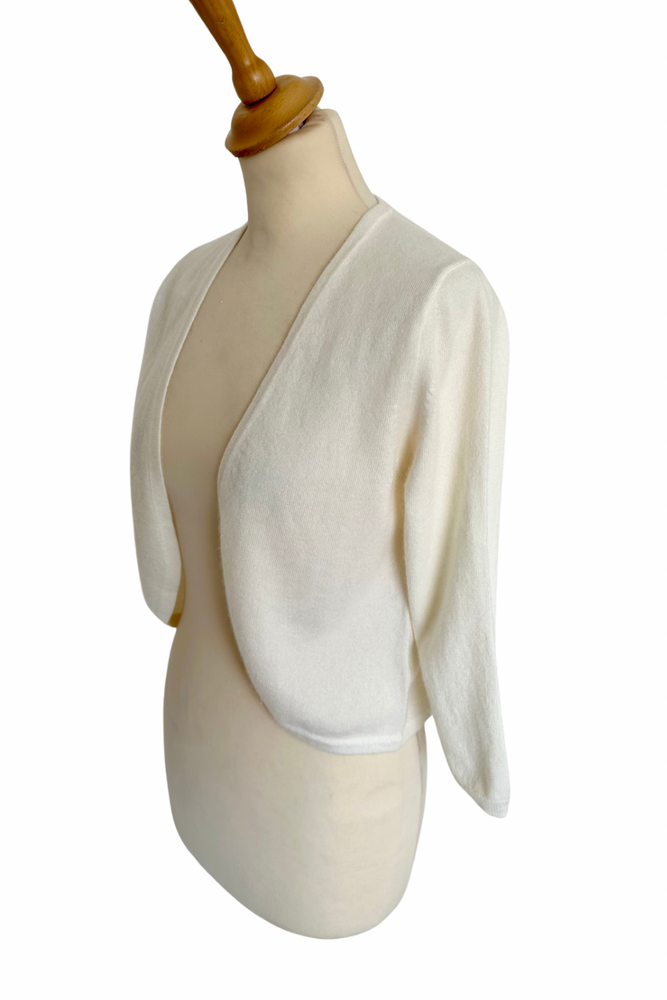 100% Cashmere Cream Bolero Size 12 - BNWT