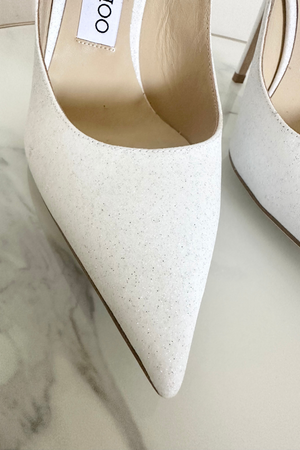 White Glitter Embellished Mules Size 36 - Preloved