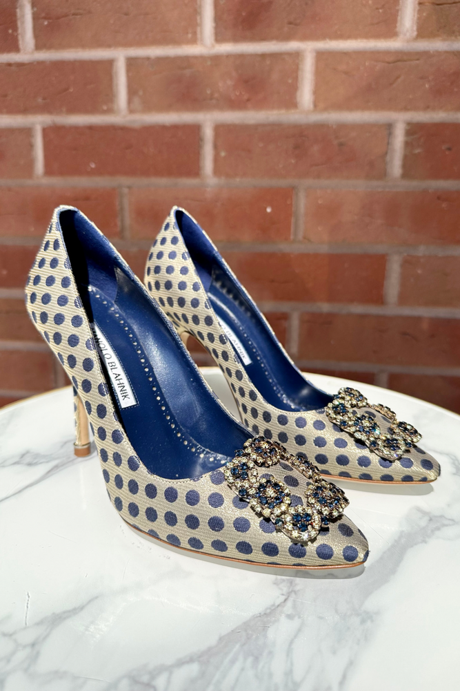 
            
                Load image into Gallery viewer, Hangisi Embellished Polk Dot Heels Size 36 - New
            
        