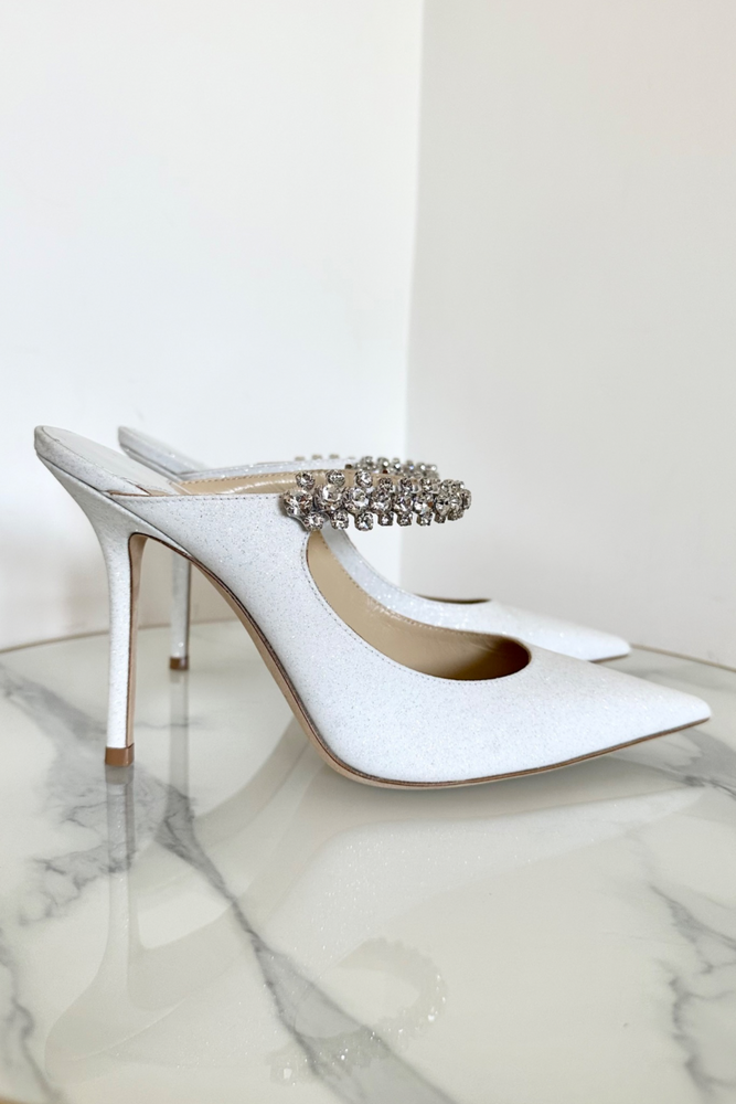 White Glitter Embellished Mules Size 36 - Preloved