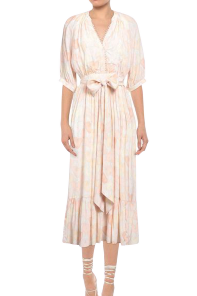Heart Patterned Pastel Midi Dress Sizes 14 & 16 - New with Tags